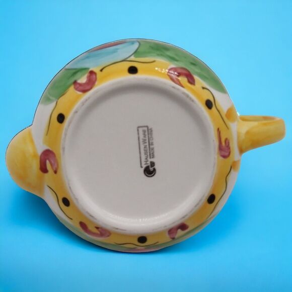 Hausenware VTG Teapot Colorful Yellow Festive Artist Handpainted Crackle Design - Picture 11 of 12